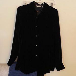 Ann Taylor Black Velvet long sleeve blouse